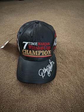 Vintage Dale Earnhardt NASCAR 7-Time Winston Cup Champion Black Leather Hat